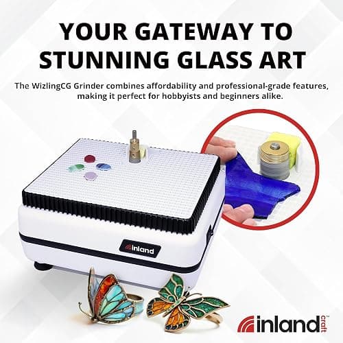 Inland Craft WizCG Glass Grinder, Stained Glass Grinder Machine Mosaic & Grinder Tool, for Edging, Shaping, Drilling - For Professionals & Hobbyists - Includes 2 Diamond Bits - White thumbnail 6