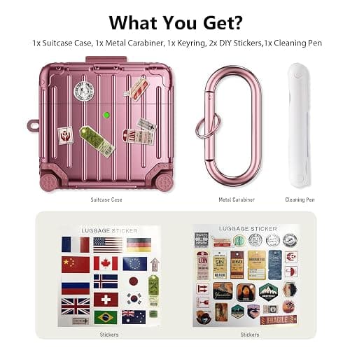 KOREDA Compatible with AirPods 4 Case Cover, Funny Suitcase Design Case for Airpods 4th Generation 2024, Cute Fashion Protective Hard Case with Cleaner Kit & Keychain (Rose Gold) thumbnail 6