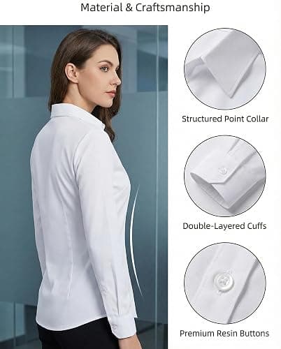 Beninos Womens Dress Shirts Long Sleeve Button Down Shirt Work Wear thumbnail 6