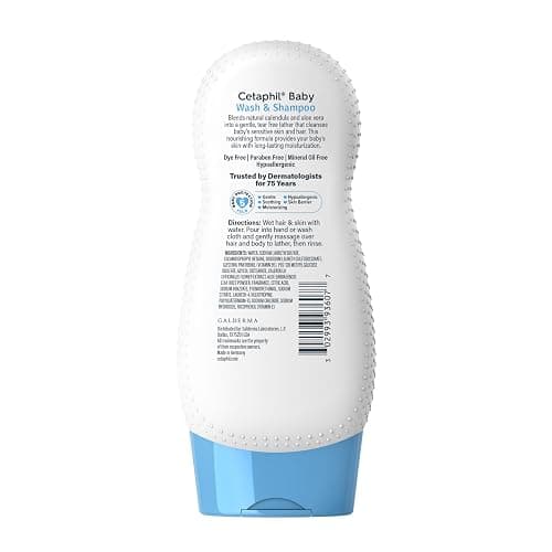 Cetaphil Baby Shampoo and Body Wash with Organic Calendula, Tear Free, Hypoallergenic, Ideal for Everyday Use, Dermatologist Tested, 7.8oz thumbnail 8