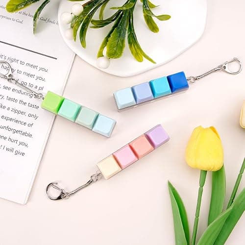 3Pcs Keyboard Fidget Toy 4-Button Fidget Keyboard Keychain Stress Relief Toys Funny Fidget Keyring Finger Keyboard Keychain Keyboard Clicker Fidget Decompression Toys thumbnail 2