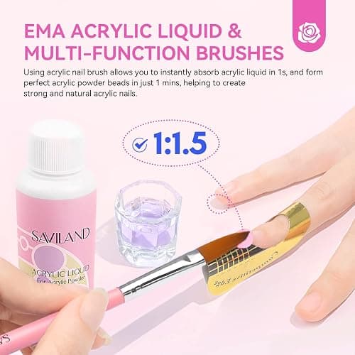 SAVILAND Acrylic Nail Kit for Beginners: Professional Nail Kit with Everything Gel Nail Polish Nail Drill U V Lignht Nail Supplies Salon Home Use Gifts Set thumbnail 4