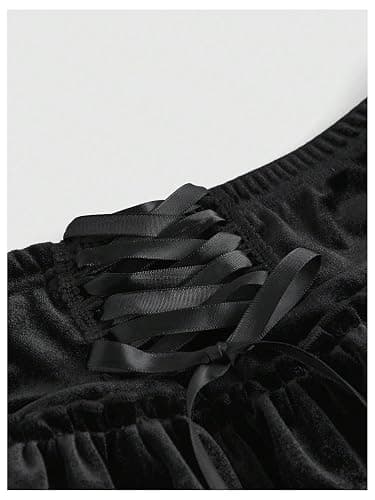 SweatyRocks Women's Goth Velvet Mini Shorts Ruffle Layered Bloomers Party Festival Shorts thumbnail 3