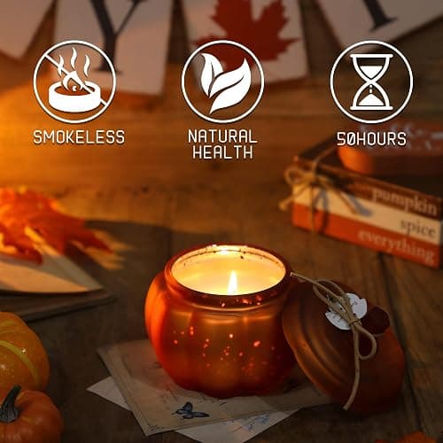 Pumpkin Shaped Candles, Pumpkin Spice Scented Candles, Autumn Candle for Thanksgiving, Fall Candle Gift for Home, 12oz, Farmhouse Pumpkin Decor thumbnail 4