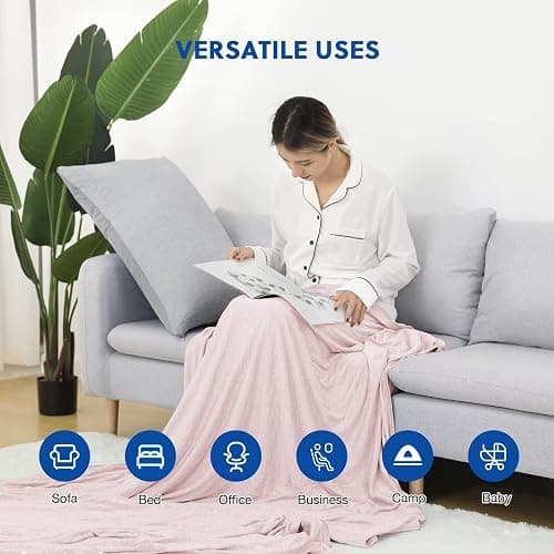 HOMFINE Cooling Blankets for Hot Sleepers - Summer Blanket Thin Lightweight Breathable Soft Double Side Enhanced Cooling for Bed Couch Sofa, Keep Cool for Night Sweats (Pink, 108 x 90 inches) thumbnail 5