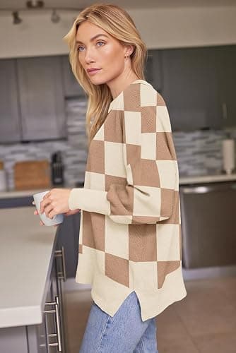 LILLUSORY Women's Oversized Batwing Sweaters 2025 Fall Outfits Trendy Crewneck Knit Side Slit Fashion Pullover Tops thumbnail 3