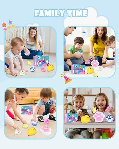 Taba Squishy Pack,Fufu Toys Set Include 1 Big Taba Cat Paws & Chick,1 Chick & Cat Paws,2 Hamster Squishy,Stress Relief Toy,Mochi Squeeze Toys,Fidget Cute Stuff for Girls,Boys, Kids and Adults thumbnail 5