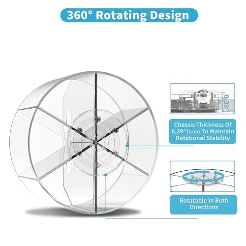 Rotating Markers Organizer for Kids, Acrylic Lazy Susan Organizers for Desks, 360 Degree Spinning Pencil Holders Pen Holders, Clear Arts and Crafts Organizer Storage, Art Supply Storage 6 Compartments thumbnail 8