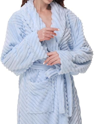 Yurhap Premium Robes for Women - Super Soft Cozy Fleece Womens Robe Plush Long Bathrobe thumbnail 3