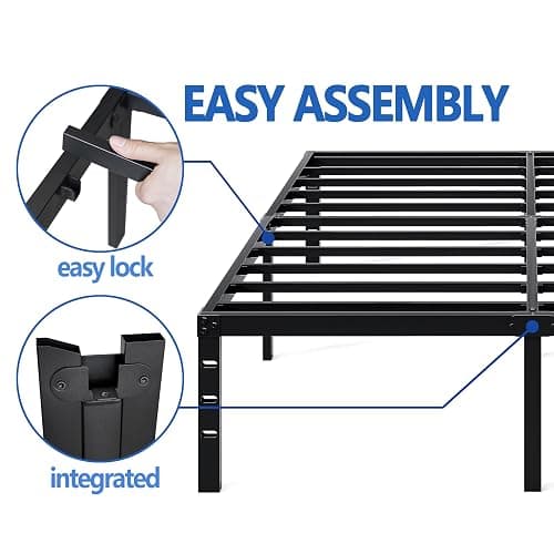 NEW JETO Metal Bed Frame,Full Size Bed Frame with Storage Space,Heavy Duty Sturdy Mattress Foundation,Easy Assembly,No Box Spring Needed, Black,16 Inch,Full thumbnail 4
