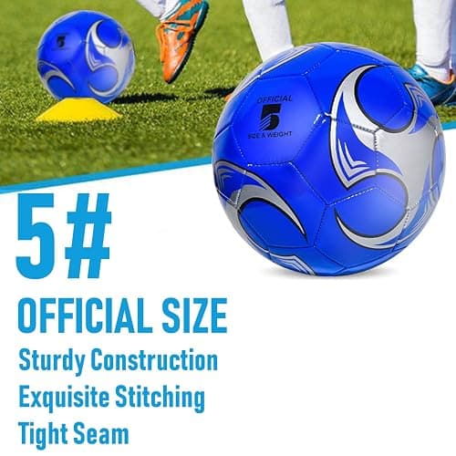 DHYLRICHER 6 Pack Size 5/4/3 Soccer Balls for Training & Matches – Official Size & Weight, Includes Carry Net, Needles, Air Pump – Ideal for Youth and Adult Players thumbnail 2