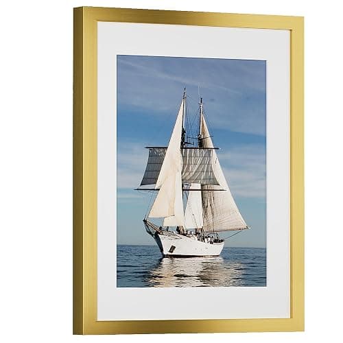 PEALSN 12x16 Picture Frame, Display Pictures 8.5 x 11 with Mat or 12 x 16 without Mat for Wall Mounting Display, Photo Frames, Gold. thumbnail 3