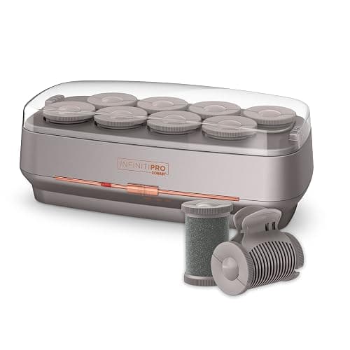 INFINITIPRO BY CONAIR Ceramic Flocked Hot Rollers for Long, Medium, and All Hair - Hair Curler - Hair Roller Clips Included - 2 inch Rollers - Image 1
