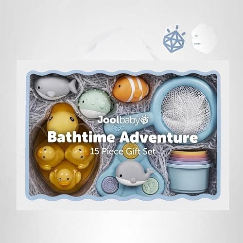 Jool Baby 15-Piece Bathtub Toys Gift Set with Bath Toy Storage Organizer | NAPPA Award Winner – Great Gift in Gift-Ready Packaging – Includes Mesh Storage Bag for Air Drying & Keeping Toys Organized thumbnail 7