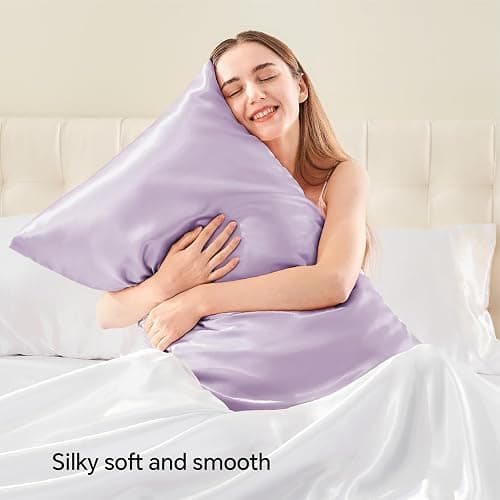 BEDELITE Satin Pillowcase with Zipper 2 Pack, Lavender Pillow Cases Standard Size, Super Soft and Cooling Similar to Silk Pillow Cases, Gift for Women Men(20x26 Inches) thumbnail 2
