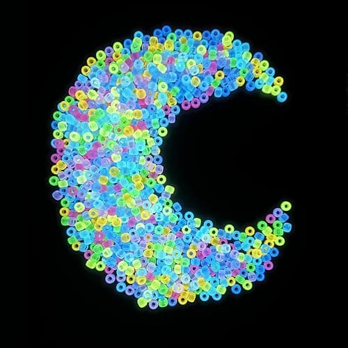 LYMOOR 1200 Glow in The Dark Pony Beads, Shine Pony Beads Bulk, Assorted Colors Mixed, Kandi Hair Bead Bracelet Making Kit, Crafts Necklace Jewelry DIY Gifts thumbnail 2