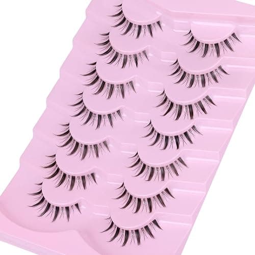 False Eyelashes Wispy Manga Lashes Natural Look Japanese Anime Lashes Manhua Effect Look Like Individual Clusters Spiky Cosplay Eyelashes with Clear Band 7 Pairs Pack by EYDEVRO thumbnail 6