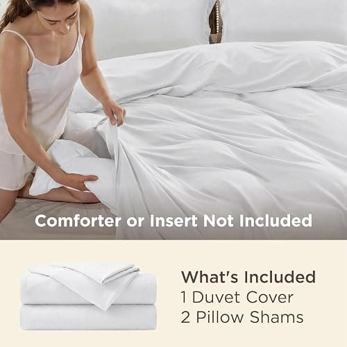 Bedsure Duvet Cover King Size - Soft Double Brushed Bedding Set for Kids & Adults, Zipper Closure, 3 Pieces, Includes 1 Duvet Cover (104"x90") & 2 Pillow Shams, NO Comforter, White thumbnail 3