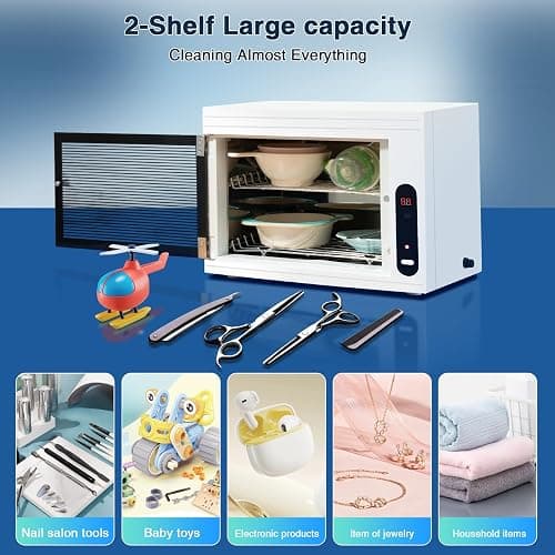 BRBLUERISE Nail Tool Cleaning Machine 17L Big Capacity UV Sanitizer Cabinet Salon Equipment for Spa Beauty Home Metal Tools thumbnail 4