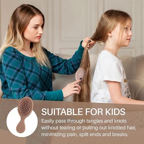 RHOS Mini Hair Brush for Women,Men and Kids-Travel Size Hair Brush for Purse,Pocket,backpack-Small Cushion Paddle Brush with Soft Bristles-Mini Detangler Brush for All Hair Types(1 Pack-Mocha) thumbnail 6