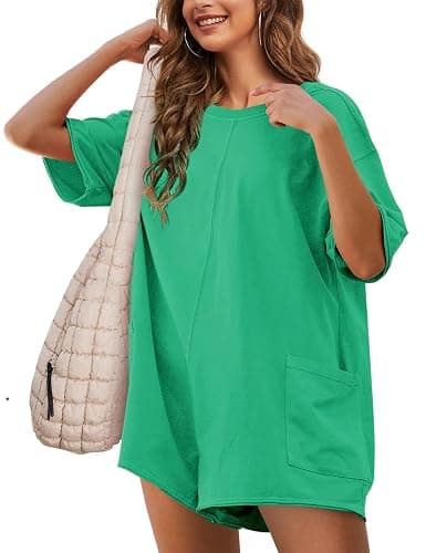 TAQCUX Rompers for Women Athletic Workout Hot Shot Tee Romper Casual Oversized Jumpsuits Overalls - Image 1