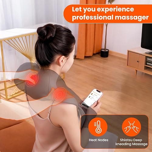 AMZPONY® Cordless Neck Massager for Pain Relief Deep Tissue, Rechargeable Shiatsu Neck and Back Massager with Heat Kneading Shoulder Massage for Body Muscle Pain Relief,Gifts for Dad Mom Friends thumbnail 2