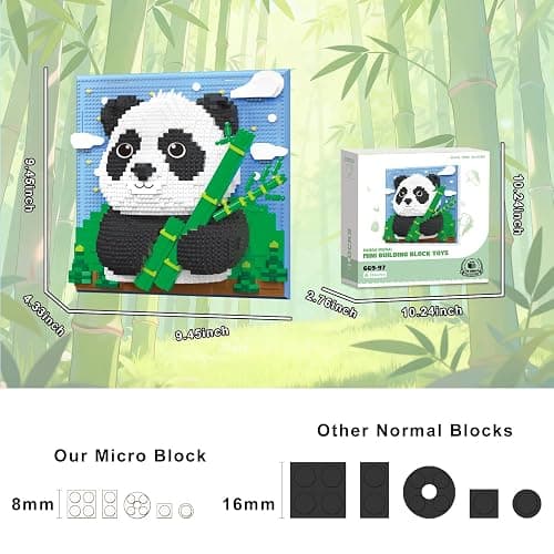 Loyratche Panda Animal 3D Wall Art Micro Mini Building Blocks Set, Unique Home Wall Decor or Table Display Ideal Birthday Toy for Adults thumbnail 3