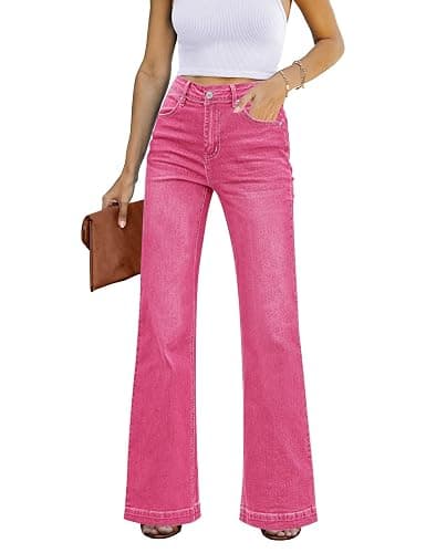 GRAPENT Womens Flare Jeans High Waisted Wide Leg Baggy Jean for Women Stretch Denim Pants - Image 1