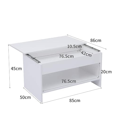 Yaermei Livingroom Coffee Tea Table with Sliding Top & Large Hidden Storage Space Office Furniture (White-Style 2) thumbnail 3