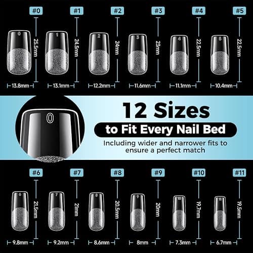 Luckyfairy Medium Square Nail Tips, 360pcs Soft Gel Pre-Shaped Acrylic Fake Nails, Half Matte Full Cover Clear Gelly Press on Flase Nail Tips for Extension Nail Manicure Home DIY 12 Sizes Gelly Tips thumbnail 7