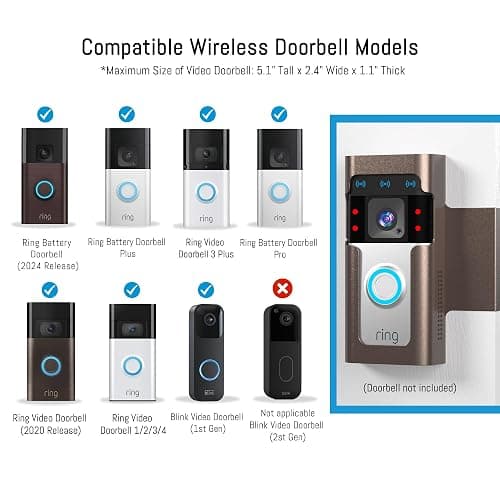 Anti Theft Ring Doorbell Mount: Metal Ring Apartment Door Mount Blink Doorbell Camera Holder No Drill - Renter Friendly Ring Doorbell Mount No Damage thumbnail 2