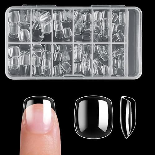 krofaue Short Kids Clear False Nails - 240Pcs Press on Nails for Little Girls Full Cover Children Fake Nails Fingernail Decoration 10 Sizes Soft Gel Nail Tips for Kids - Image 1