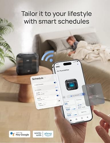 Dreo Smart Humidifiers for Bedroom, Top Fill 4L Supersized Humidifier Large Room with 28 dB, 36H Runtime, Touch/APP/Voice Control, Nightlight, Cool Mist Humidifiers for Baby, Plants, Indoor, Black thumbnail 3