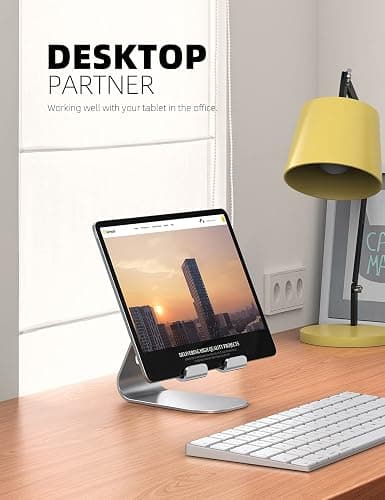 Lamicall Tablet Stand, Adjustable Tablet Holder - Desktop Stand Dock Holder Compatible with 4-13" Tablets Such as iPad Pro 11, 9.7, 10.5, 12.9 Air Mini, Kindle, Tab, iPhone Air 17 Pro Max, Silver thumbnail 3