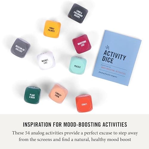 Two Tumbleweeds Mood-Boosting Activity Dice - 9 Wooden Dice for Self-Care & Connection - A Mindful Wellness Tool to Beat Doom-Scrolling - 54 Screen-Free Activities for Calm, Joy & Creativity thumbnail 3