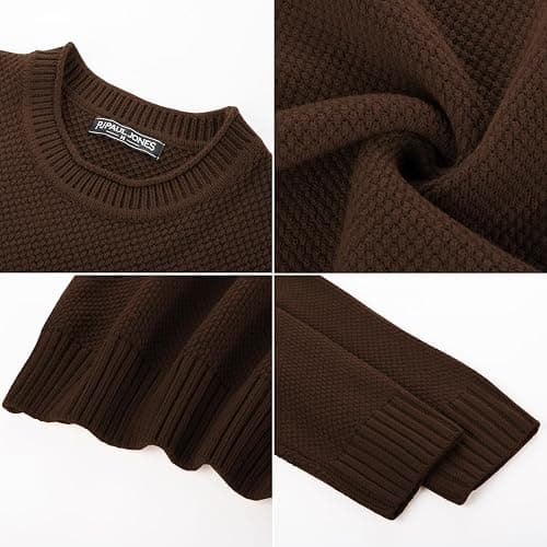 PJ PAUL JONES Mens Sweater Waffle Knit Crewneck Sweater Textured Long Sleeve Pullover thumbnail 5