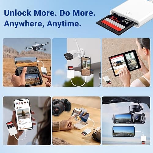 USB C SD Memory Card Reader, Type C Camera Adapter Trail Viewer for iPhone 17/ iPhone 16/15/ iPad MacBook/Air/Pro iMac/Samsung Galaxy Android (Whtie) thumbnail 4