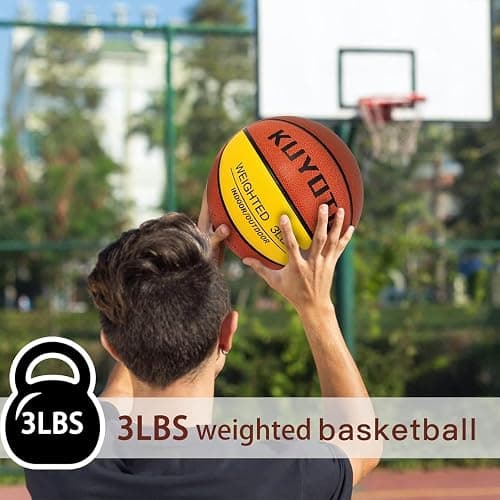 KUYOTQ 3LBS/3.3LBS/2.2LBS Weighted Heavy Training Basketball 29.5/28.5" in and Outdoor Improving Handling Dribbling Passing Rebounding Skill Composite Size 7/6 Weighted Training Basketball Equipment thumbnail 3