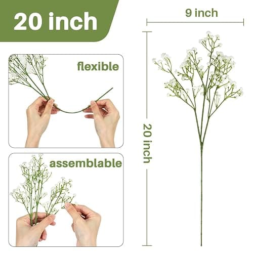 MAQIAHN 6 Baby Breath Artificial Flowers - Babies Breath Flowers Artificial Bulk Faux Flowers Bouquet White Flores Greenery Real Touch Fake Flowers Arrangements Wedding Centerpieces Tables Decorations thumbnail 2