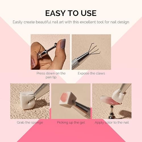 MelodySusie 100Pcs Soft Nail Sponges for Ombre, Nail Art Sponges With Grabbing Pen, Blooming Nails, Gradient Nail, Manicure Nail Art Tools, Professional Accessories Supplies for Home and Salon Use - 100 - White thumbnail 5