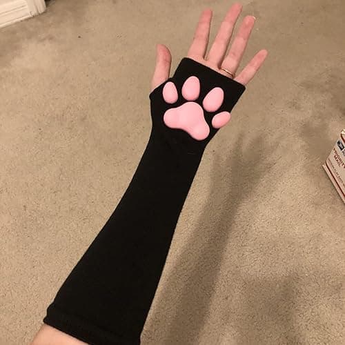 HOMEGYMFREE Cute Cat Paw Mittens Gloves, Kawaii Cat Cosplay Kawaii Soft 3D Toes Beans Fingerless Cat Claw Paws Pad Sleeve thumbnail 3