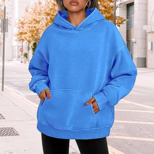 Baimiu Womens Oversized Acid Wash Hoodie Unisex Heavyweight Fleece Hoodies Men Vintage Washed Sweatshirt Fall Y2k Outfits thumbnail 3