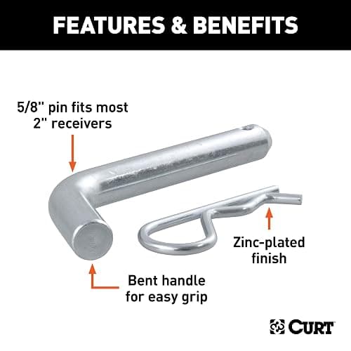 CURT 21500 Trailer Hitch Pin & Clip, 5/8-Inch Diameter, Fits 2-Inch Receiver (Pack of 2) thumbnail 3