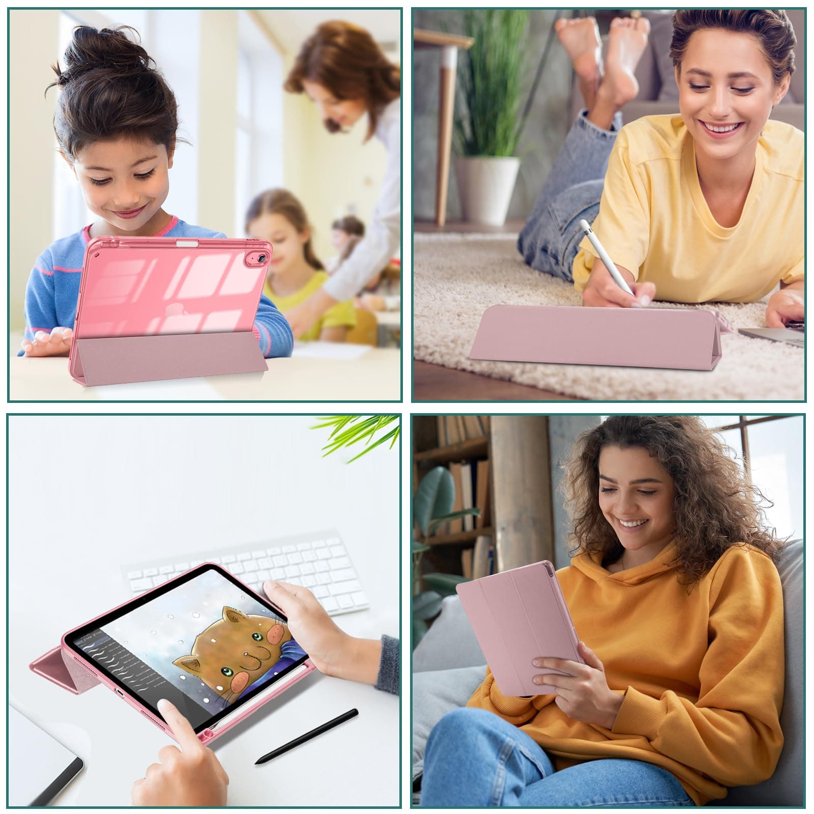 ProCase for iPad (A16) 11th Generation 11 Inch 2025/10th Generation 10.9 Inch 2022 Case with Pencil Holder, Hybrid iPad 11 10 Case with Clear Back, Supports Auto Wake/Sleep -Lightpink thumbnail 9