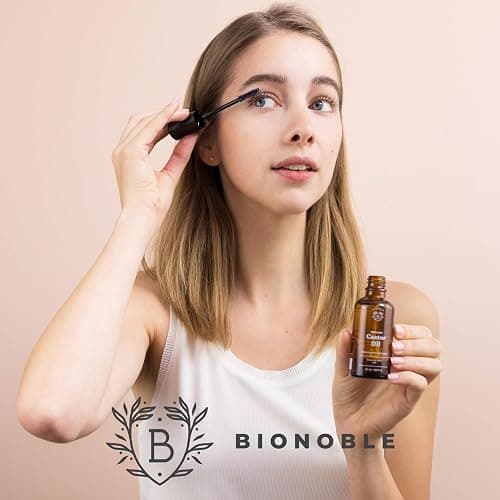 BIONOBLE Organic Castor Oil Cold Pressed + Mascara Kit - Hexane Free, 100% Natural - Pure Castor Oil Organic for Eyelashes, Hair Growth, Eyebrows, Skin, Face - Glass Bottle, Pipette and Pump - 50ml thumbnail 7