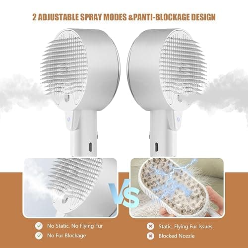 Cloud Care Cat Brush for Indoor Cat Steam Brush for Shedding Spritz Defur Comb for Cats Dogs Steam Brushes for Long Short Hair Cats Dogs Pet Steam Brushes for Massage Grooming Self-Cleaning thumbnail 4