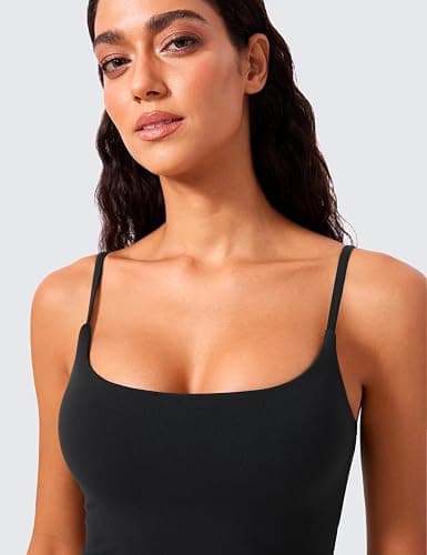 CRZ YOGA Butterlift Adjustable U Back Crop Tank Tops for Women - Padded Camisole Scoop Neck Workout Longline Sports Bras thumbnail 5