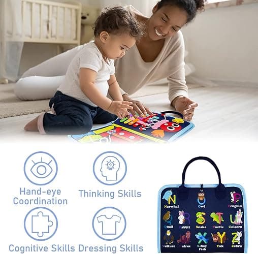 Gojmzo Busy Board Montessori Toys for Toddler Boys & Girls Gifts, Sensory Toys for Toddlers, Educational Travel Preschool Activities Learning Alphabet Count Fine Motor Skills thumbnail 6