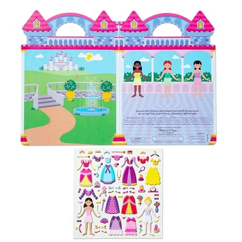 Melissa & Doug Puffy Sticker Play Set – Princess, 67 Reusable Stickers with 2 Fold-Out Scenes, Restickable Fashion Activity Book, Mess Free Travel Toys for Kids Ages 4+ thumbnail 5