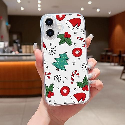 LCHULLE Compatible with iPhone 16 Christmas Case Xmas Santa Holiday Transparent Clear Design Women Men Kids Soft TPU Silicone Shockproof Protective Case Cover for iPhone 16, Xmas Tree thumbnail 7